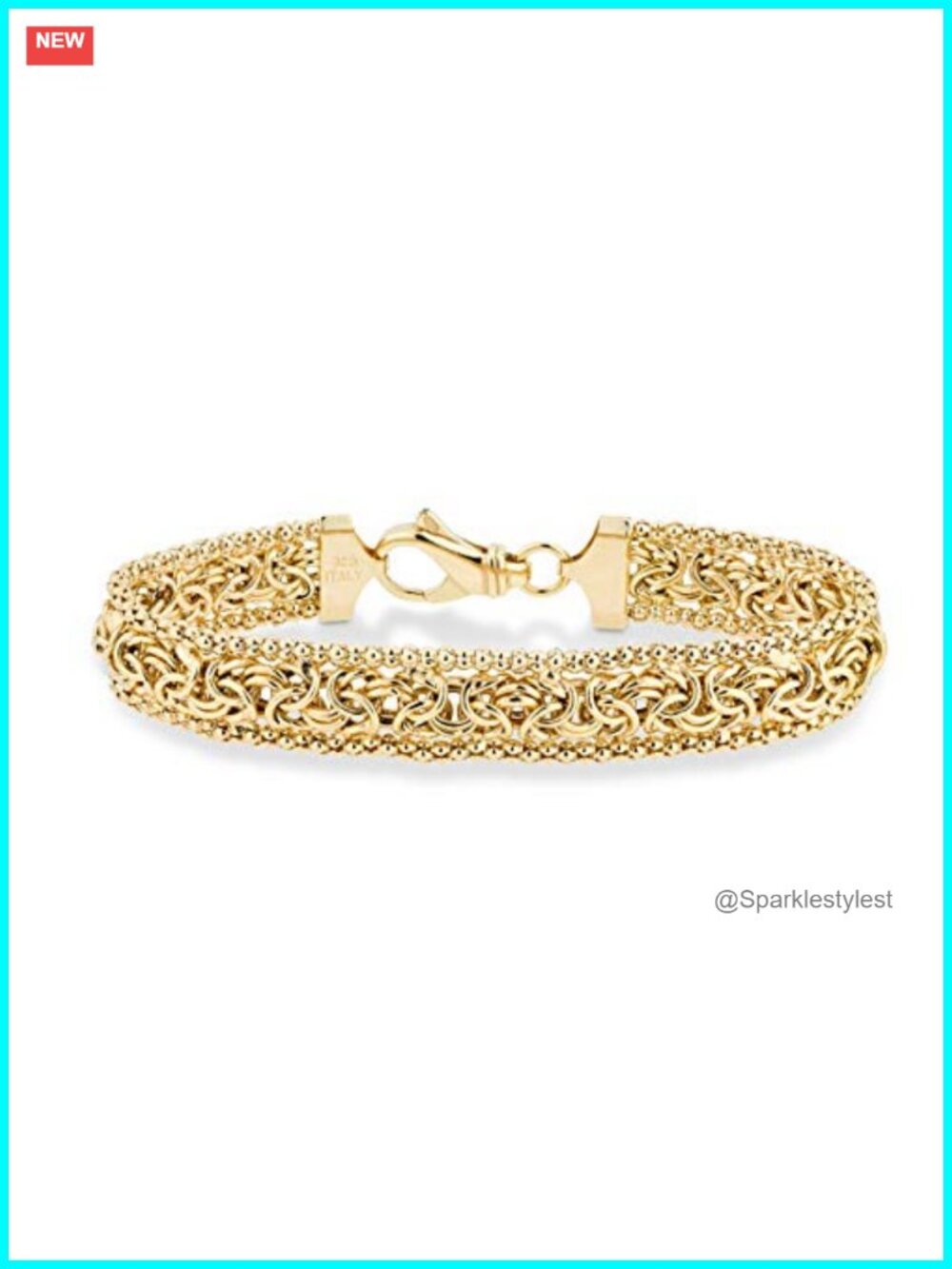 Italian Byzantine 18K Gold Plated 925 Sterling Silver Bracelet